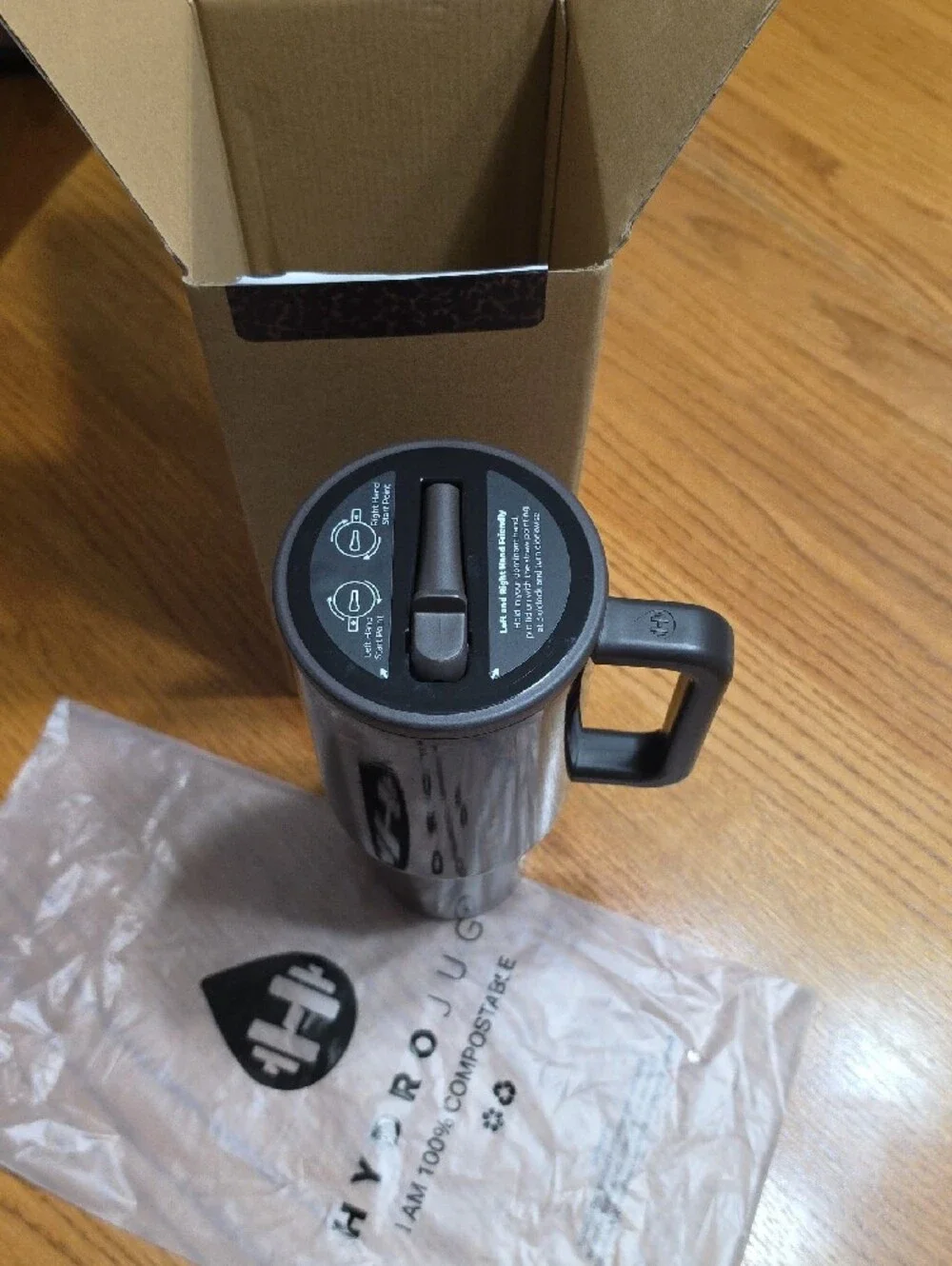 HydroJug Black Travel Mug with Secure Lid